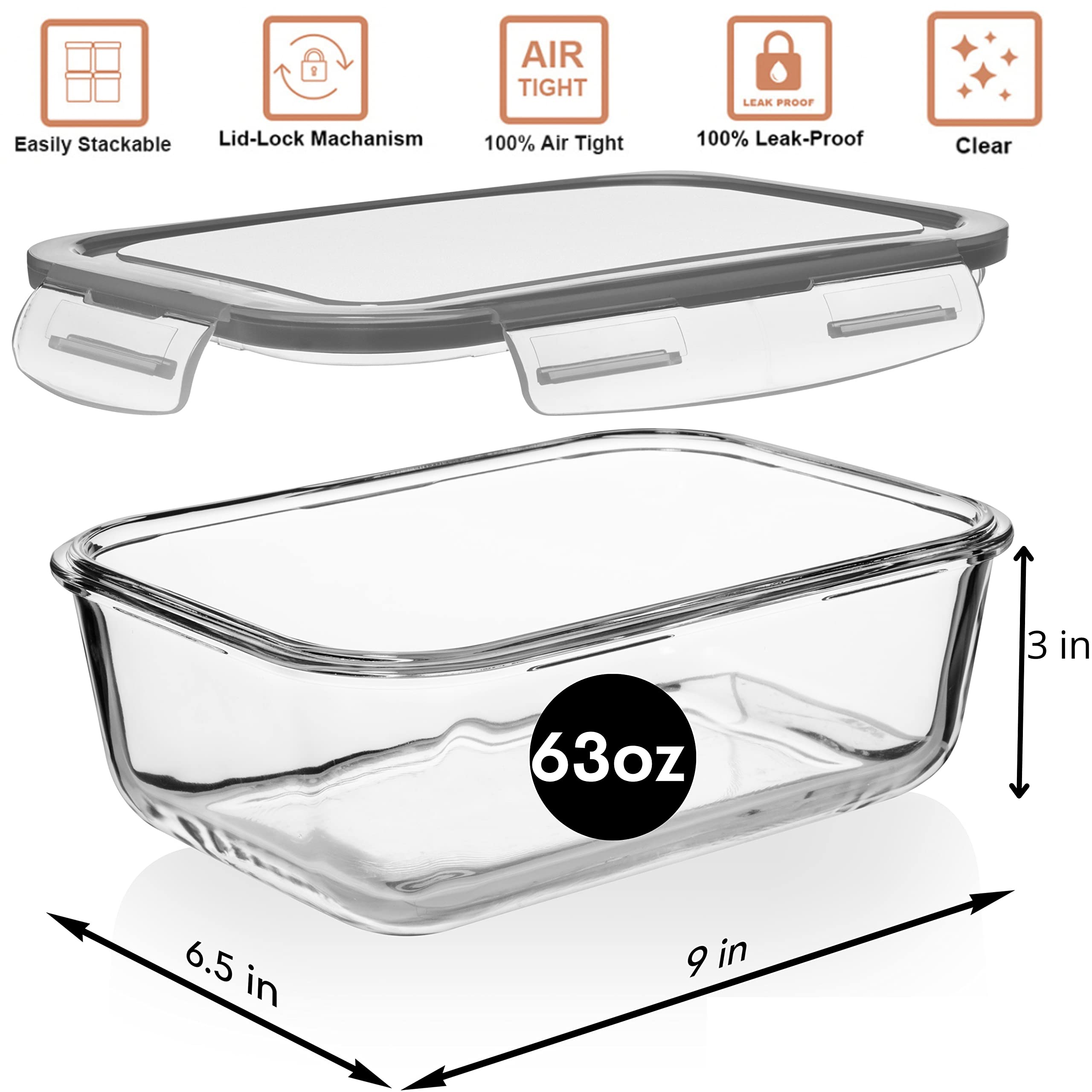 Razab glass container on oven rack with baked meal, demonstrates oven-safe use