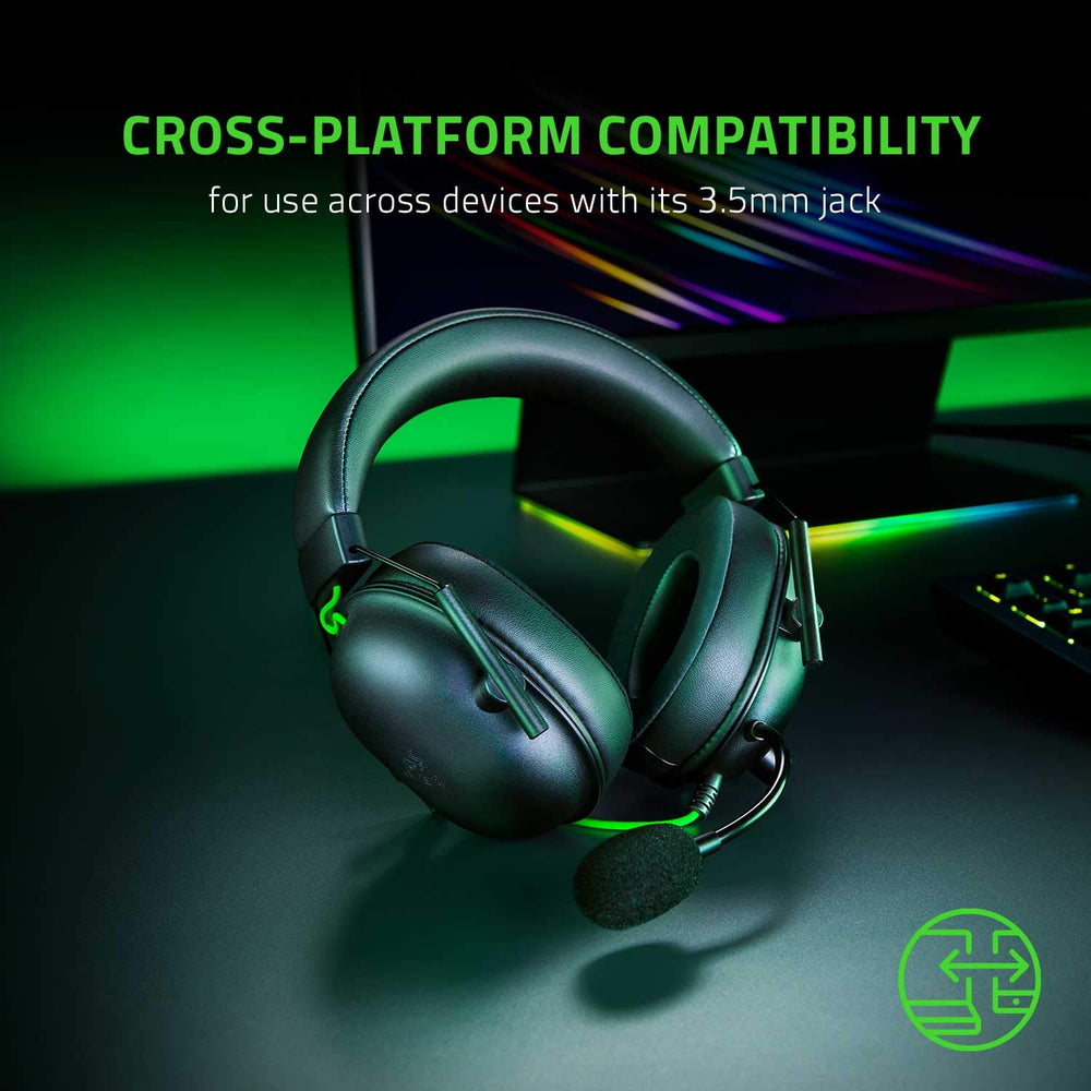 Razer BlackShark V2 X caja y etiqueta con especificaciones del producto
