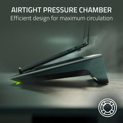 Razer cooling pad fan detail highlighting 140mm brushless fan for stronger cooling