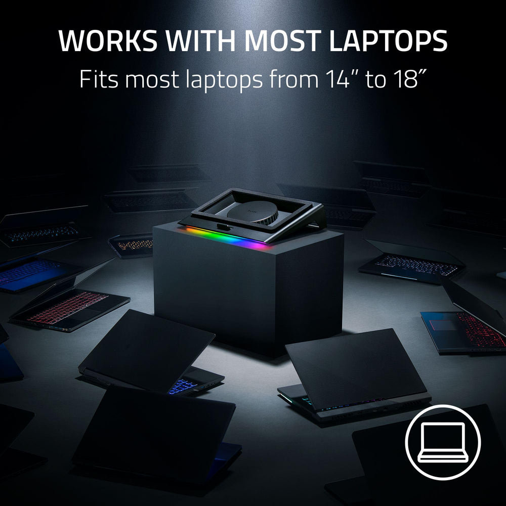 Razer cooling pad with laptop in use demonstrating cooler surface and performance