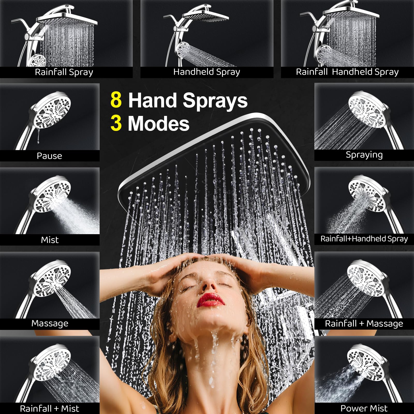 Razime cabezal cuadrado 12 pulgadas vista superior para lluvia envolvente
