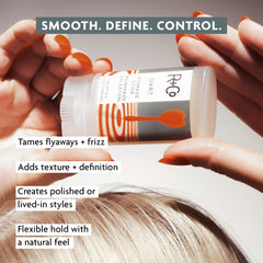 R+Co Dart detalle de textura cerosa que facilita controlar el frizz