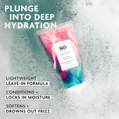 R+Co High Dive etiqueta con ingredientes clave y beneficios transparentes