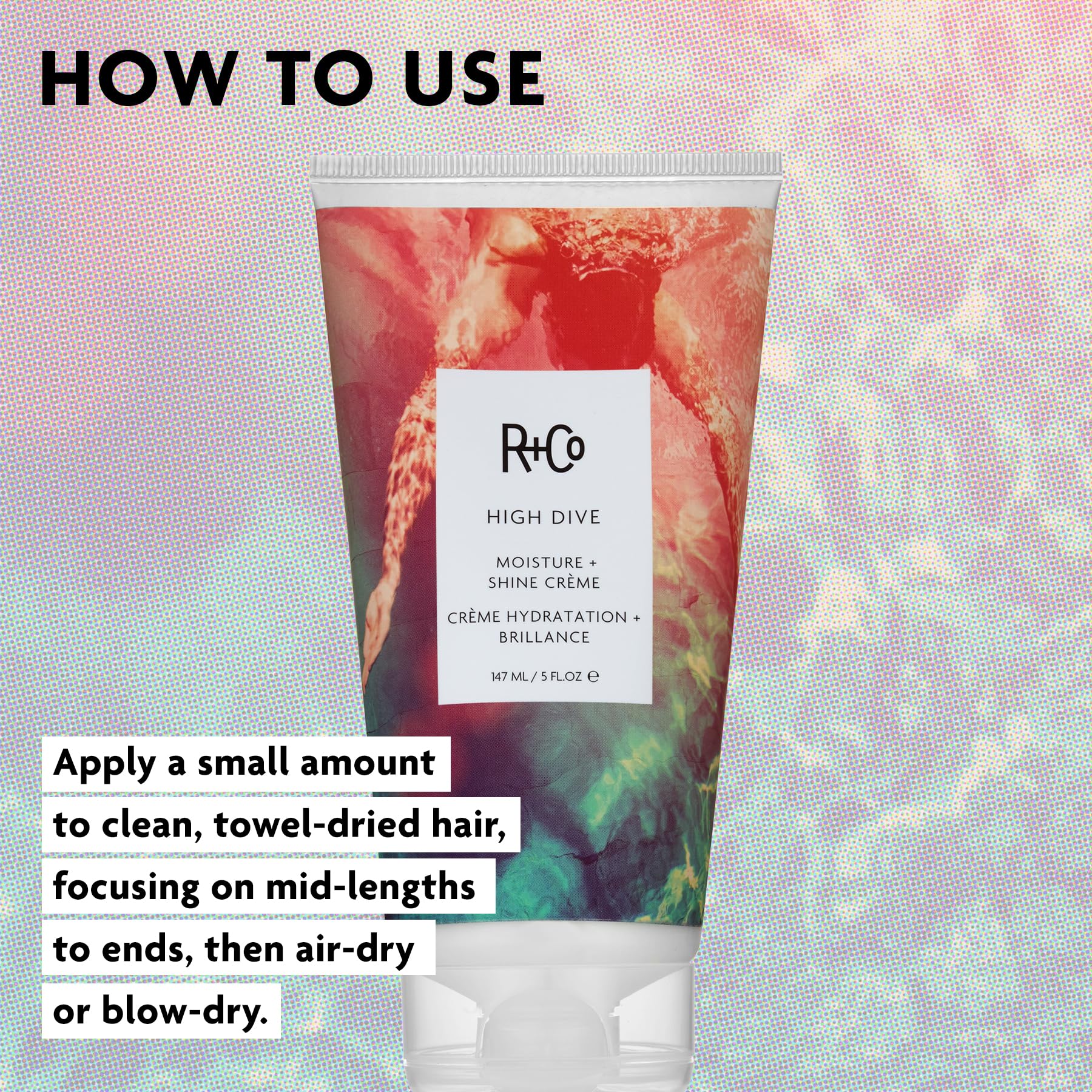 R+Co High Dive en estante de baño, imagen lifestyle que sugiere rutina