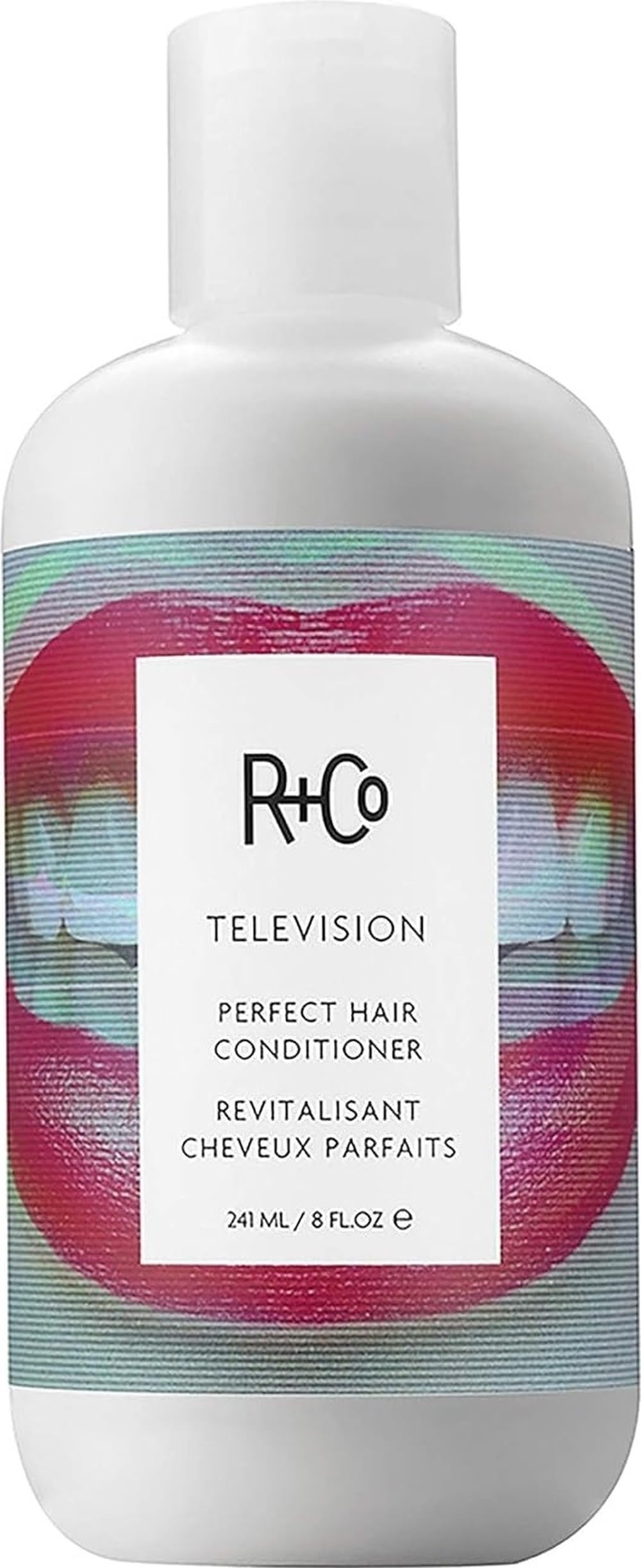 R+Co Television frente del empaque mostrando tamaño y diseño, facilita identificación