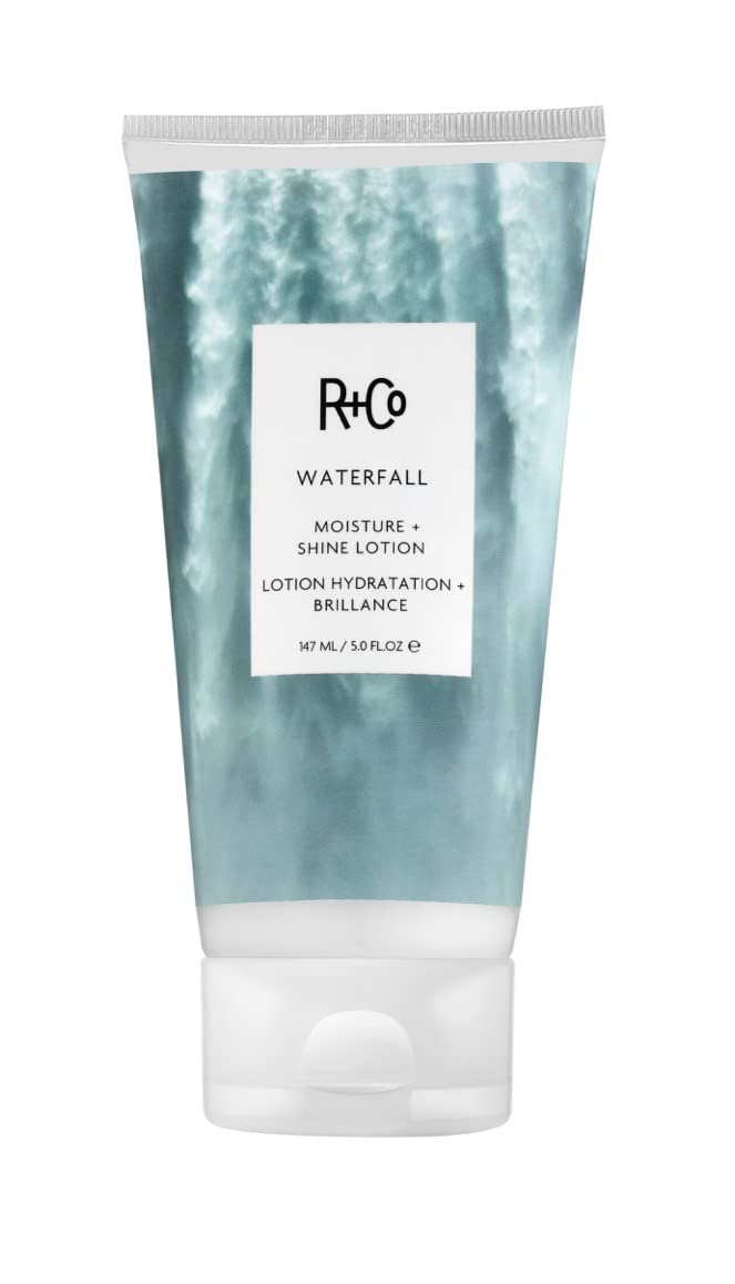 R+Co frasco frontal mostrando diseño y beneficio de brillo