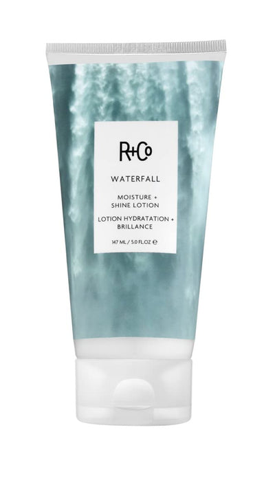 R+Co frasco frontal mostrando diseño y beneficio de brillo