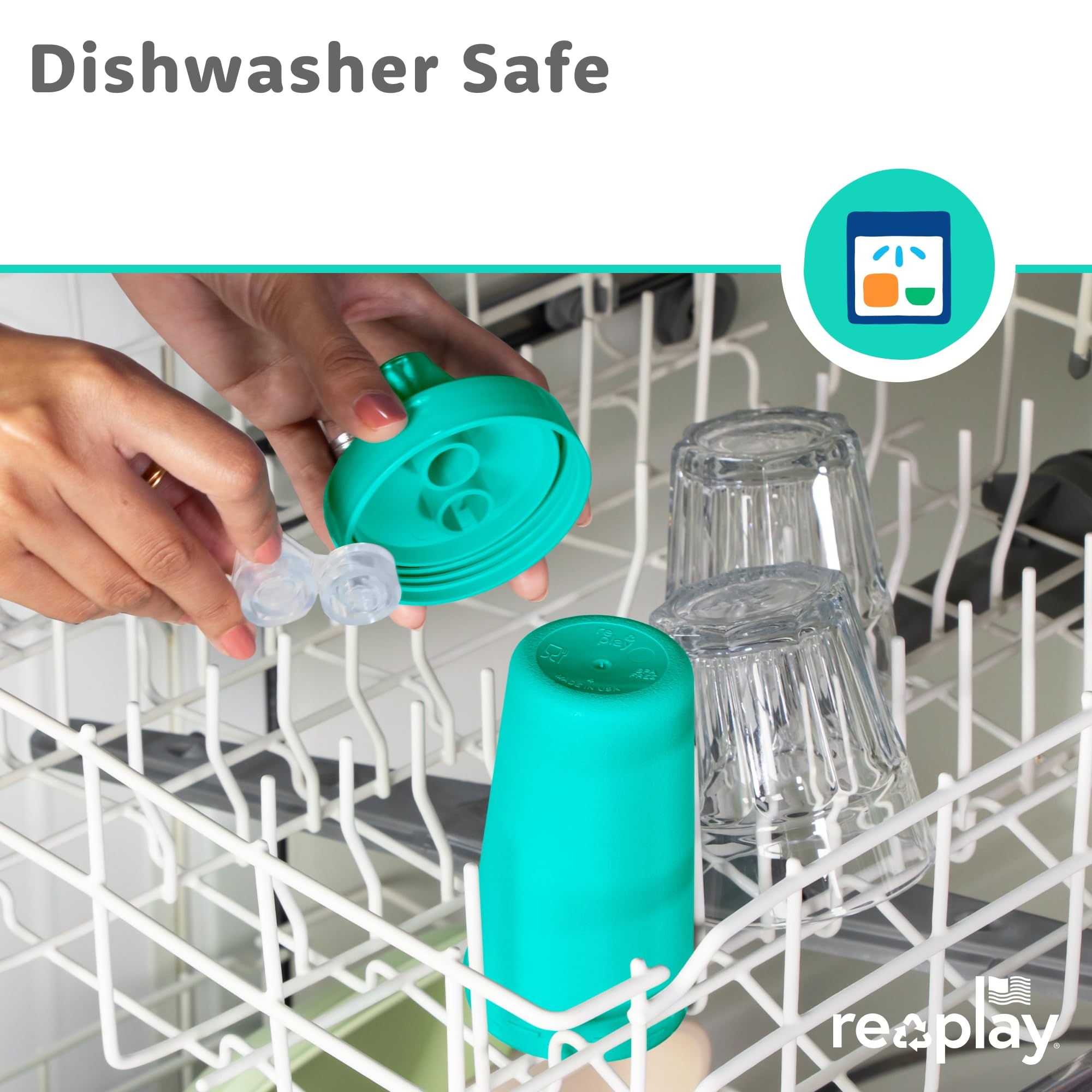 Re-Play comparación de tamaño 10 oz mostrando capacidad ideal para niños