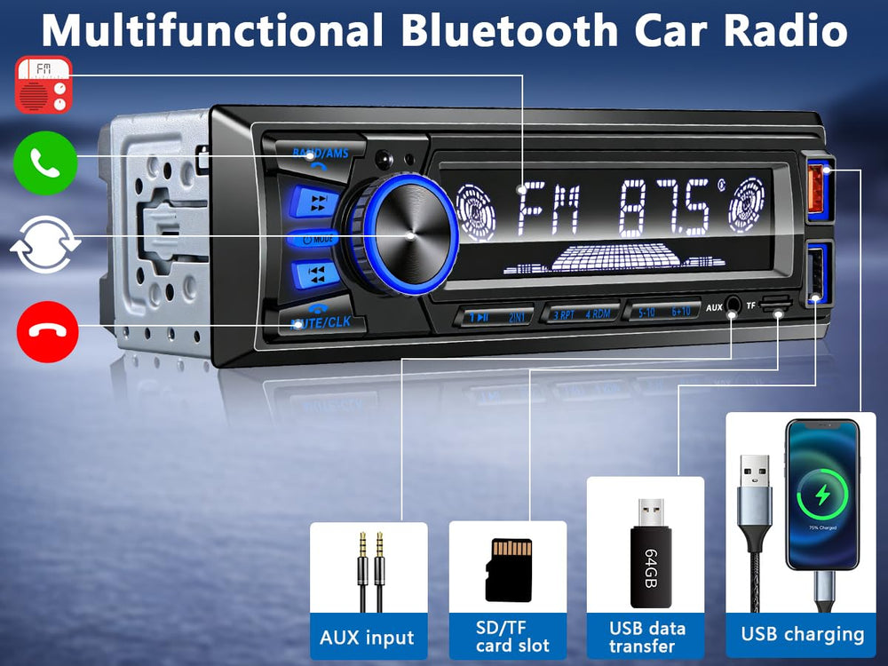 REAKOSOUND dual USB ports including 2.1A fast charge to keep devices powered