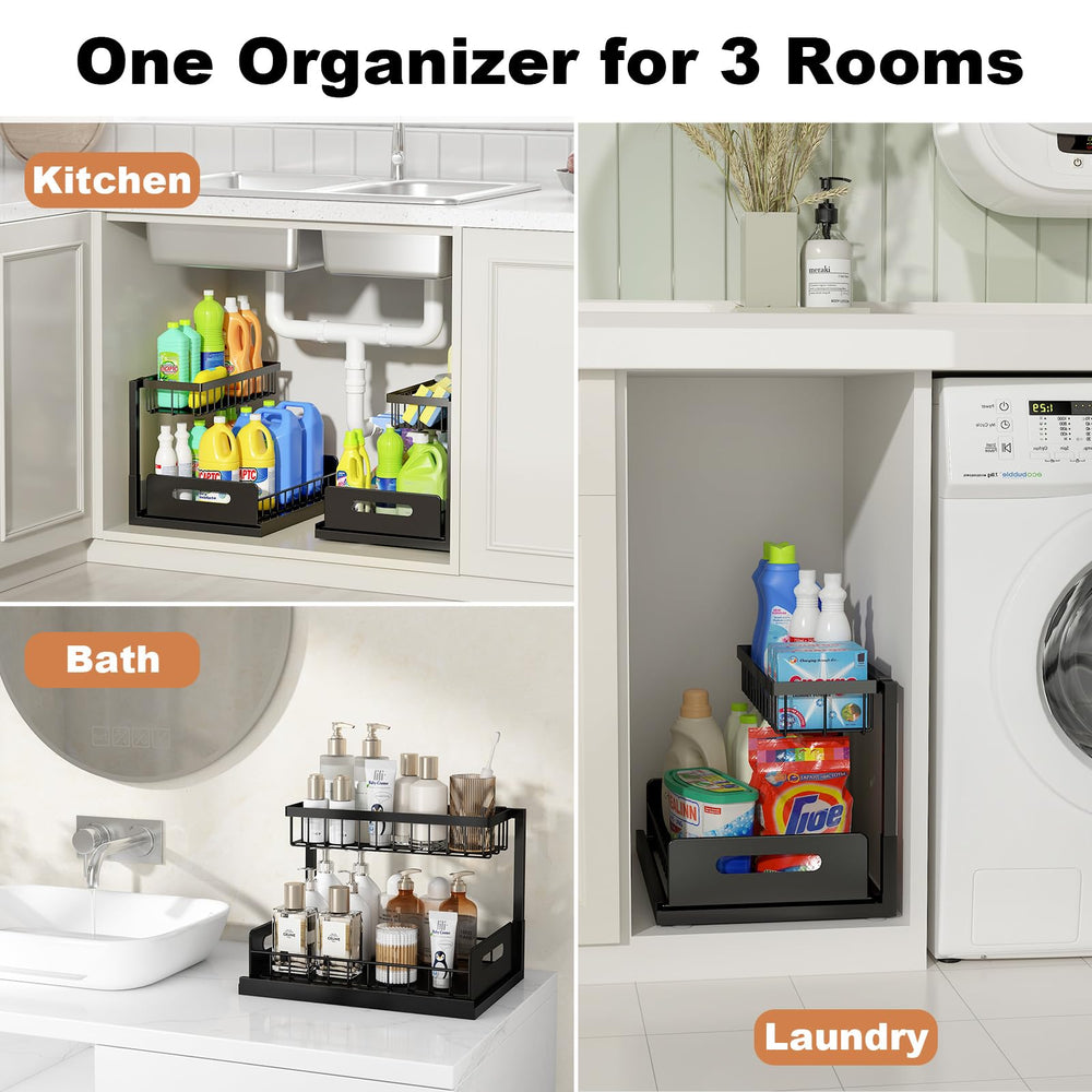 REALINN uso en baño mostrando organización de productos y ahorro de espacio