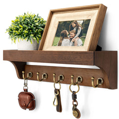 Rebee Vision vista frontal del perchero con estante para llaves y decoración