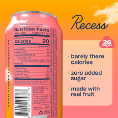 Recess lata primer plano de etiqueta con ingredientes y beneficios visibles
