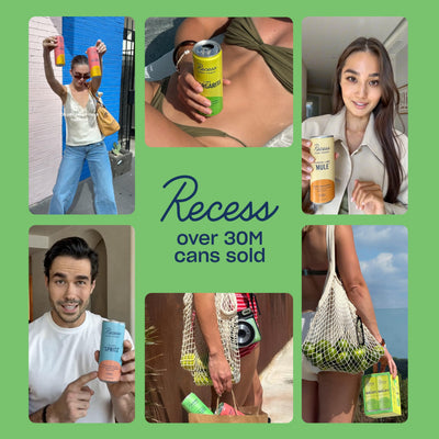 Recess can held by hand demonstrating portable size and on-the-go enjoyment