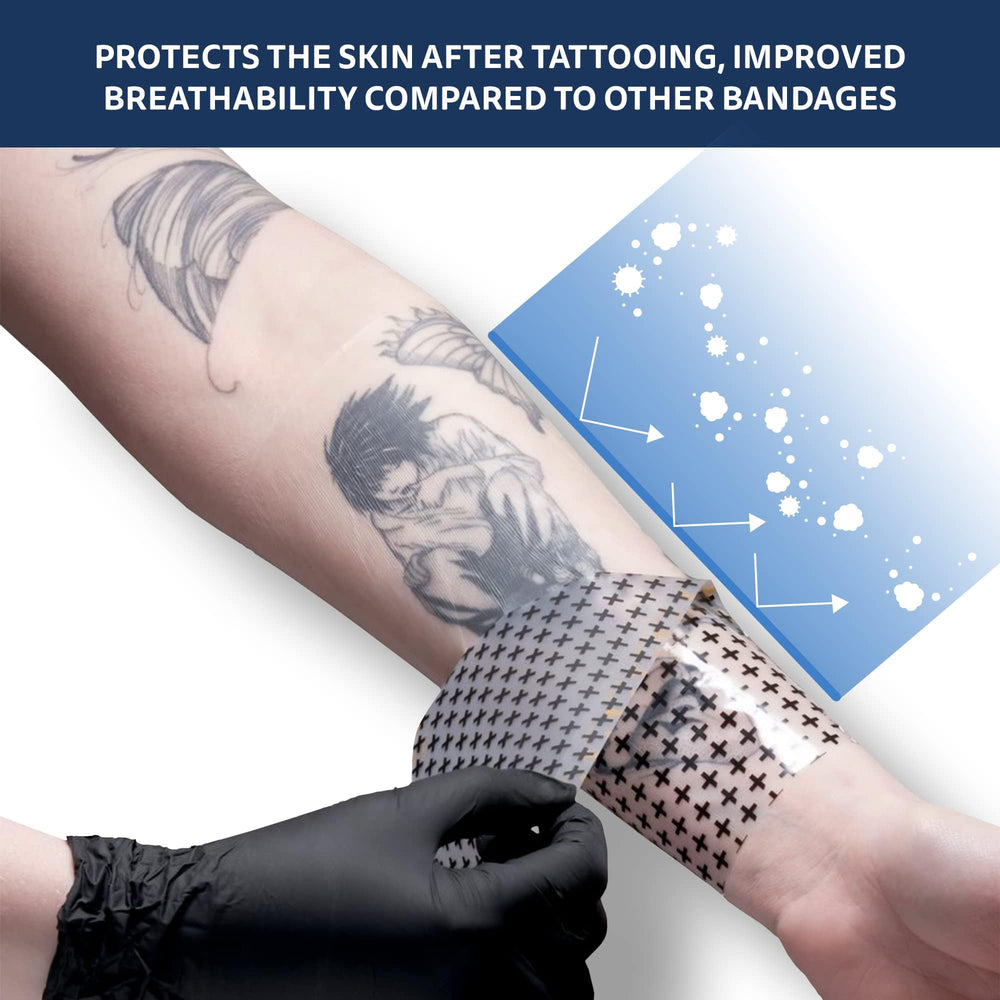 Recovery Aftercare etiqueta clara con instrucciones y beneficios para cuidado del tatuaje