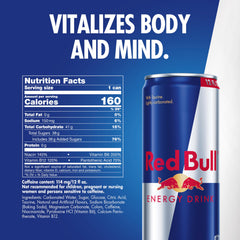 Red Bull lata abierta con bebida lista para consumir rápidamente