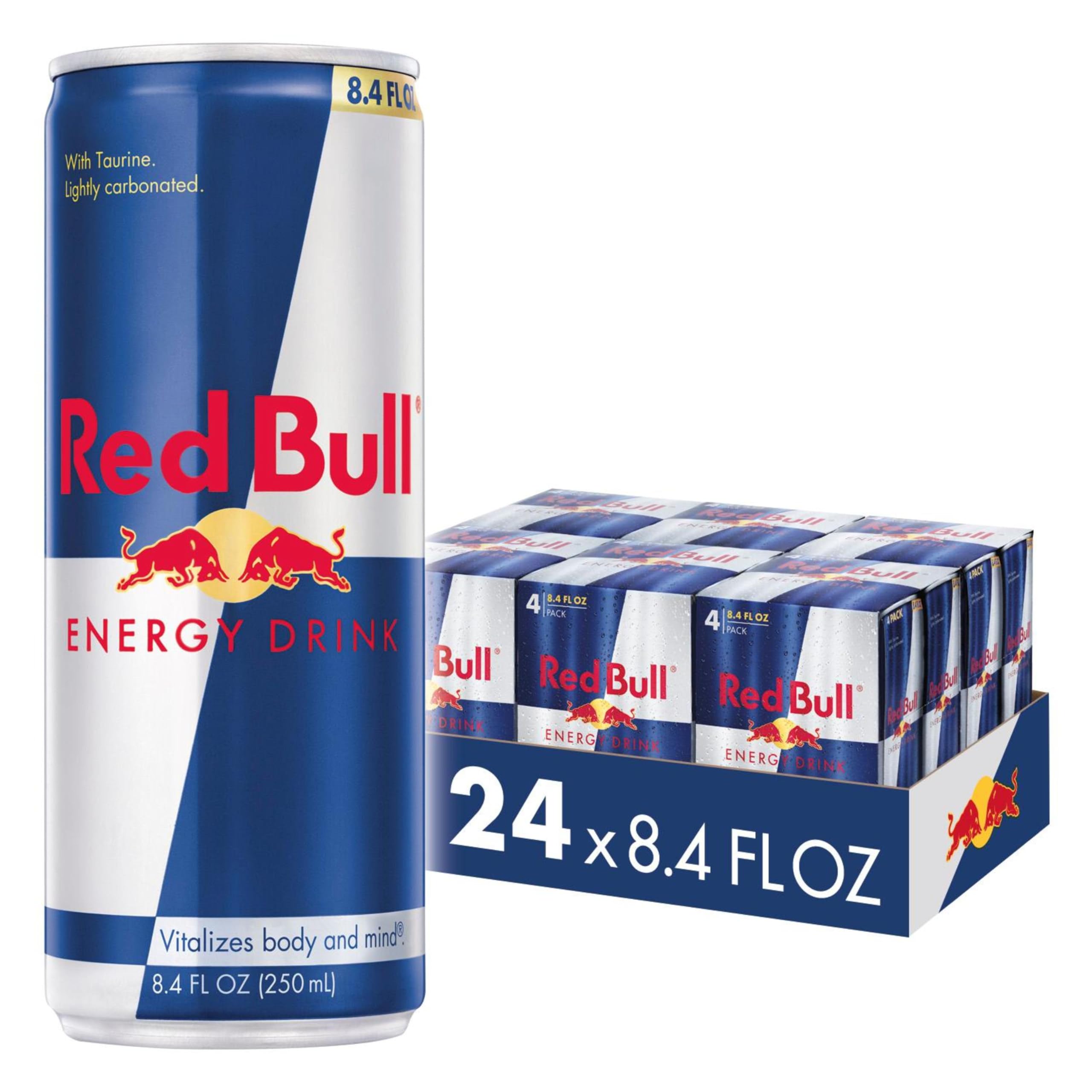Red Bull lata frente mostrando diseño y conveniencia para llevar