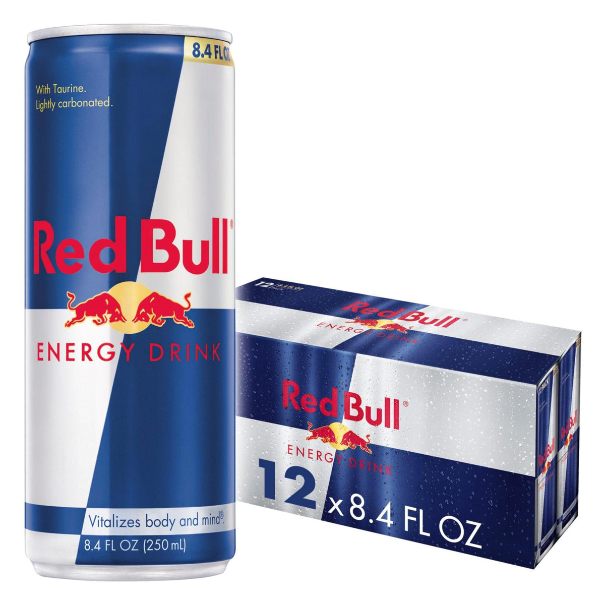 Red Bull lata frontal mostrando el diseño y atractivo instantáneo