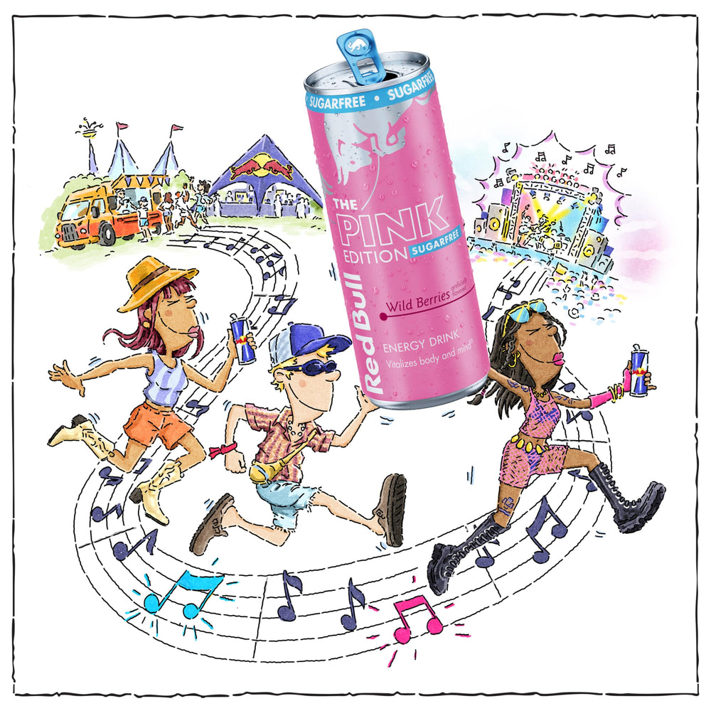 Red Bull Pink detalle lateral de etiqueta con ingredientes y vitaminas B