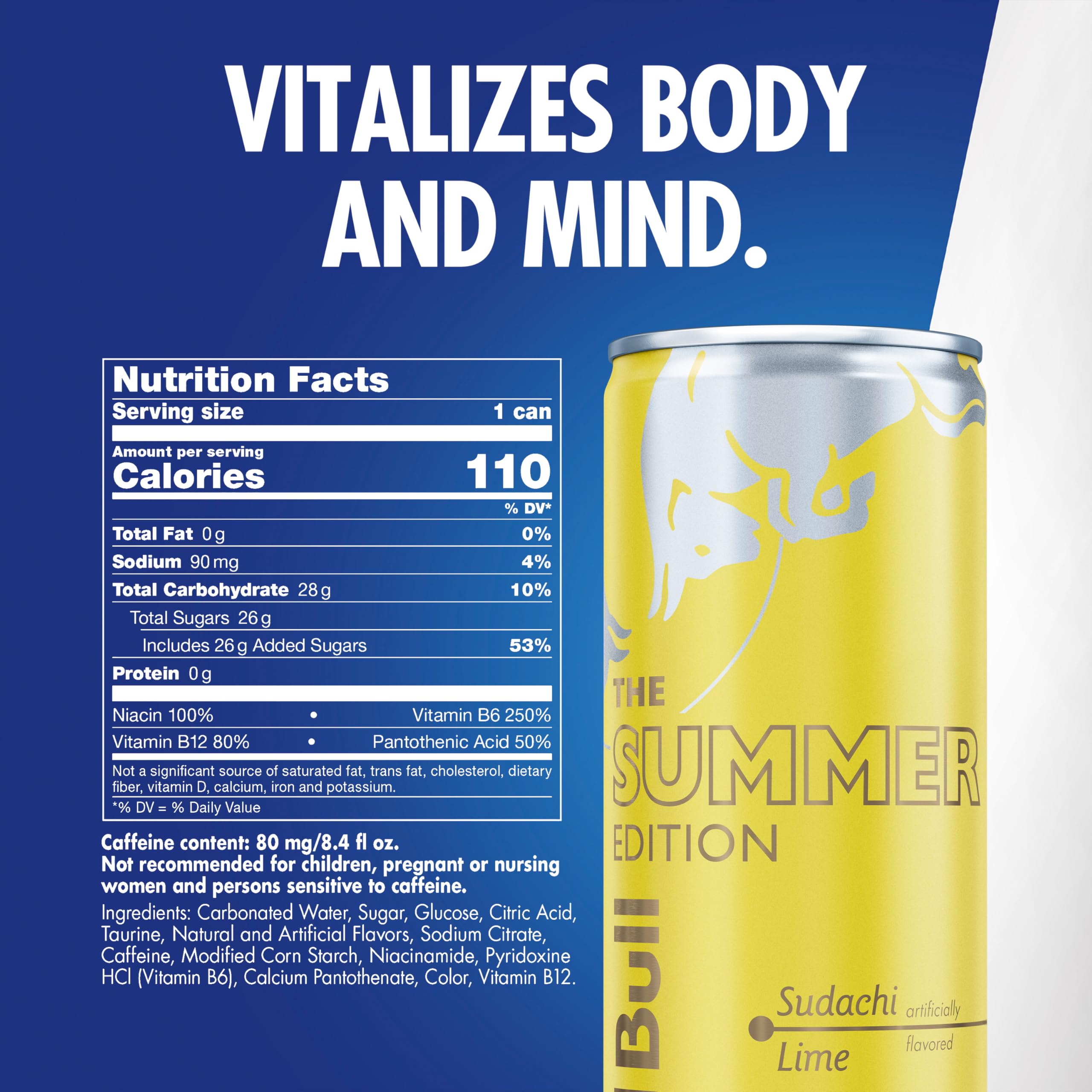 Red Bull Sudachi Lime lata abierta con espuma ligera, bebida fría y lista para beber