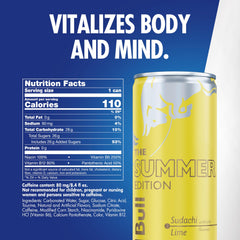 Red Bull Sudachi Lime lata abierta con espuma ligera, bebida fría y lista para beber