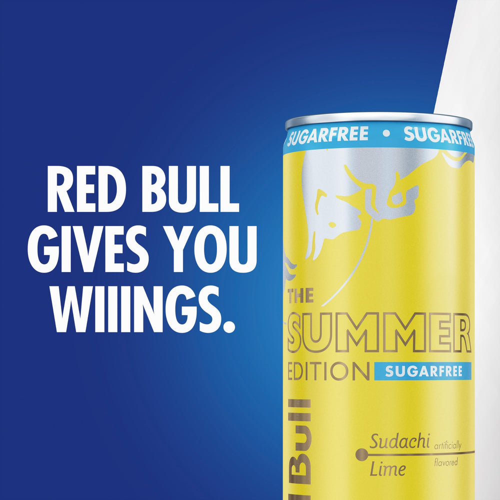 Hand holding Red Bull sugarfree Sudachi Lime can to show true size and on-the-go convenience