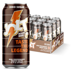 REDCON1 lata frontal JOLT Root Beer mostrando etiqueta y 200 mg de cafeína