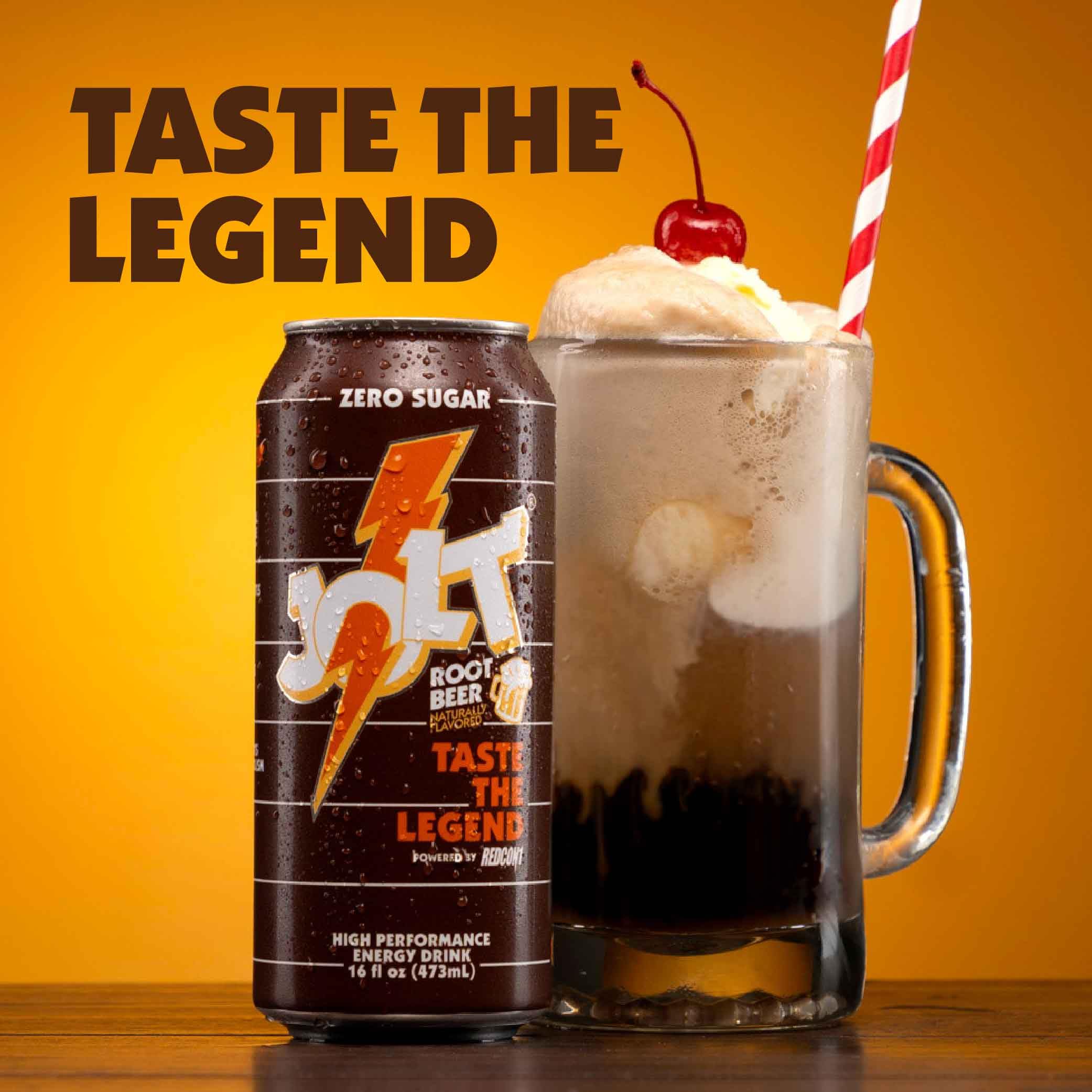 REDCON1 JOLT Root Beer en manos de deportista para energía pre entreno