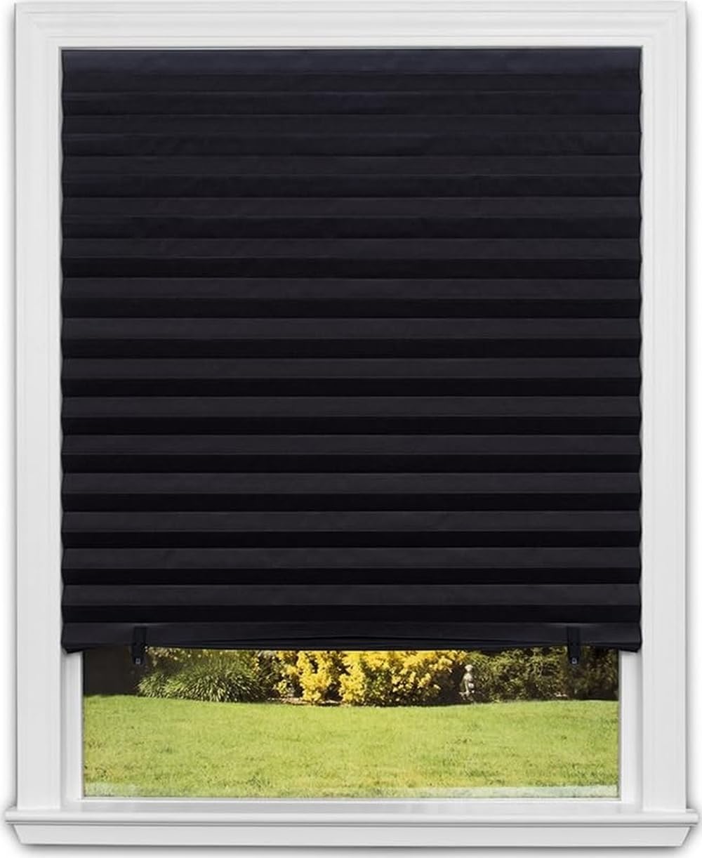 Redi Shade front packaging showing blackout shade and dimensions for quick identification and convenience