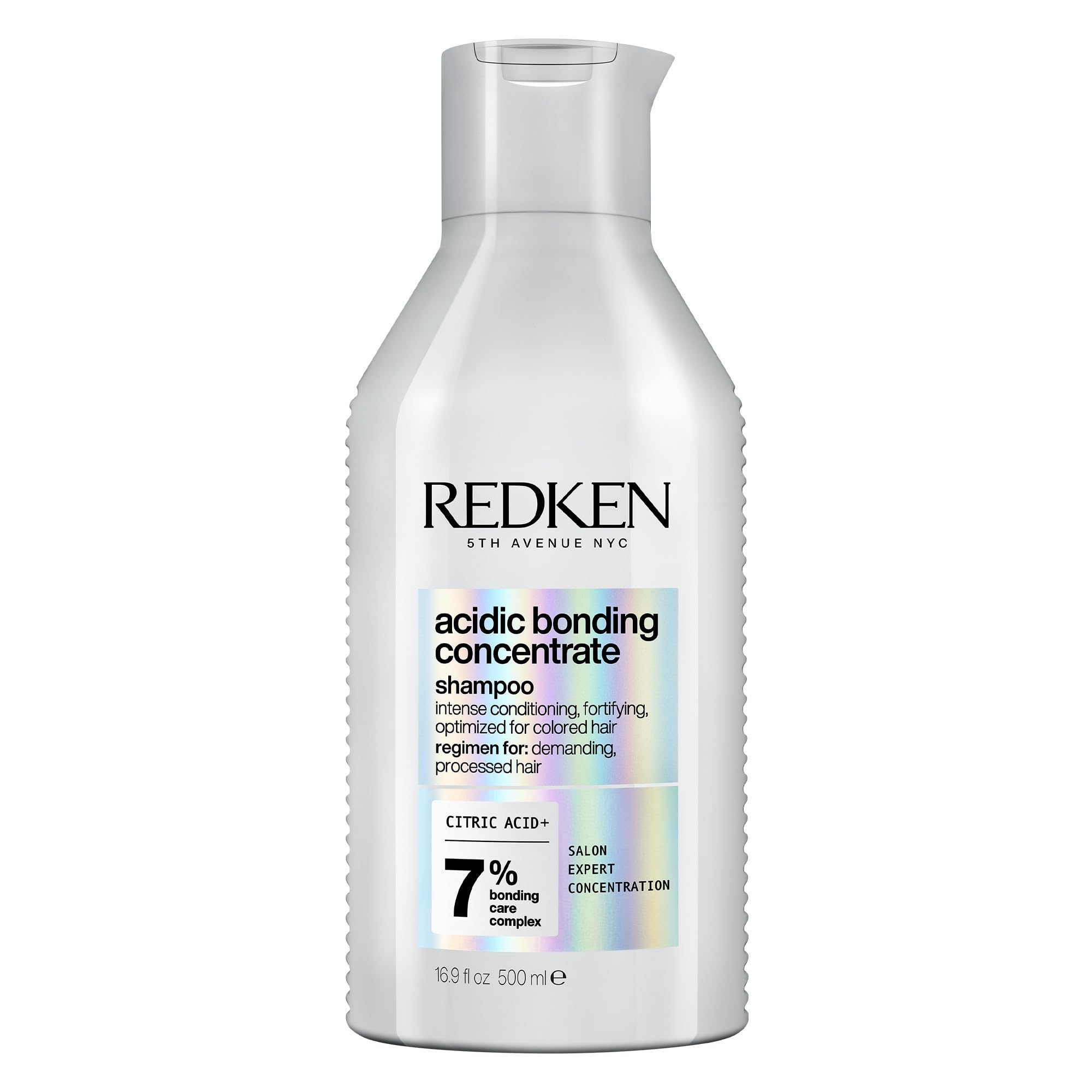 Redken front bottle view showing sleek packaging and professional strength benefits