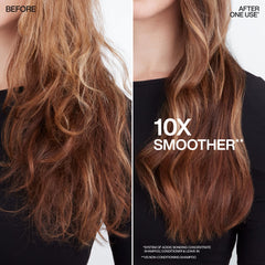 Redken shampoo placed on bathroom shelf suggesting daily use and salon-quality care