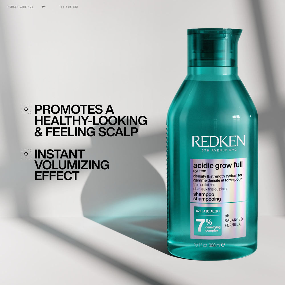 Redken etiqueta con lista de ingredientes y beneficios para cuero cabelludo