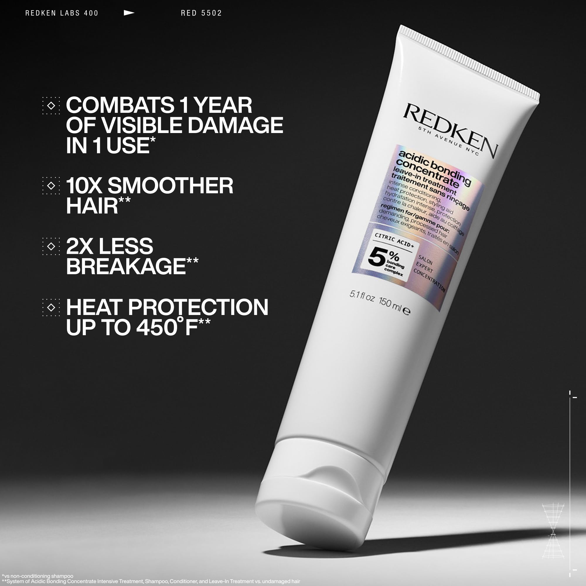 Redken Acidic Bonding textura del spray en manos, evidencia de acabado ligero y sin residuos