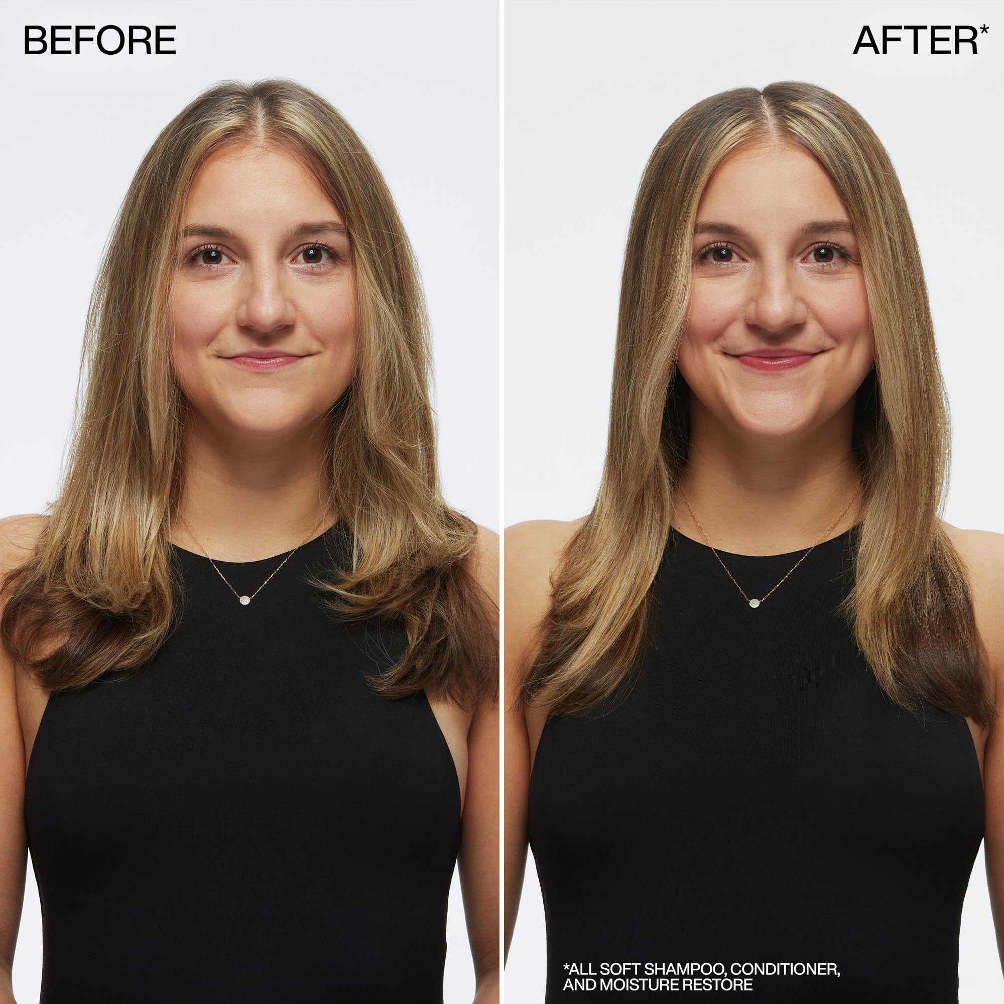 Redken All Soft being applied to towel-dried hair for detangling and shine