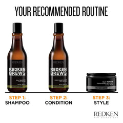 Redken Brews aplicación en ducha demostrando fácil enjuague y frescura