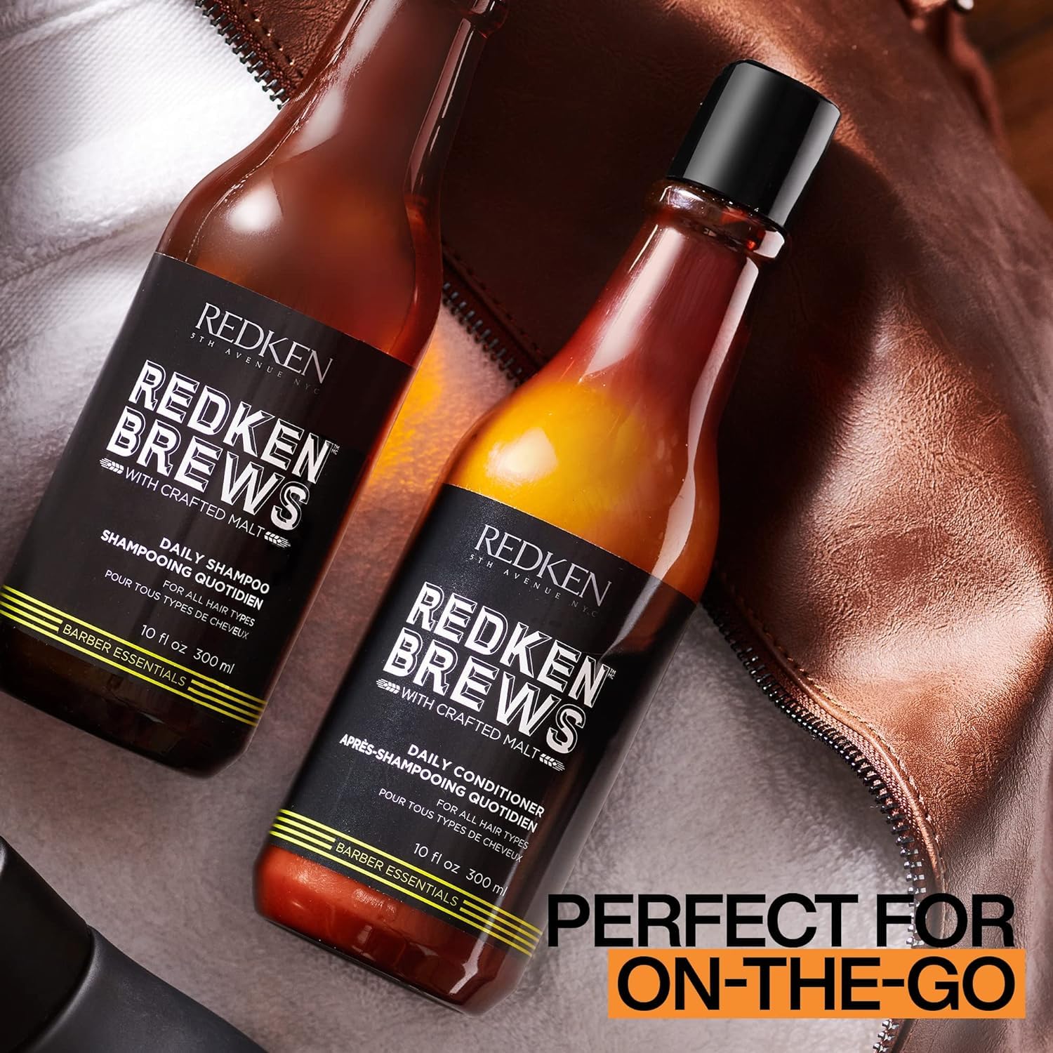 Redken Brews comparativa de tamaño para mostrar cantidad y uso diario