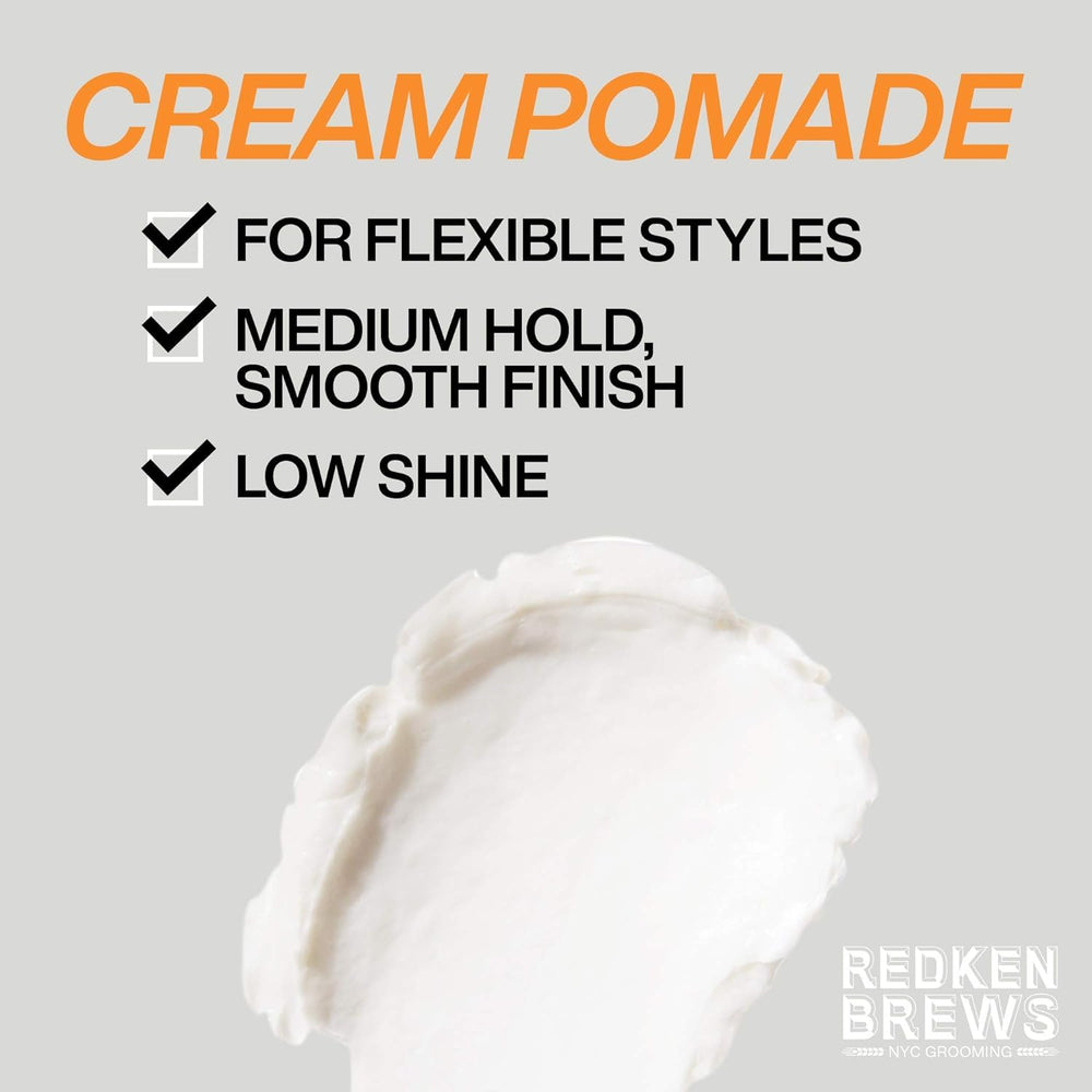 Redken Brews peinado pompadour con acabado natural y bajo brillo
