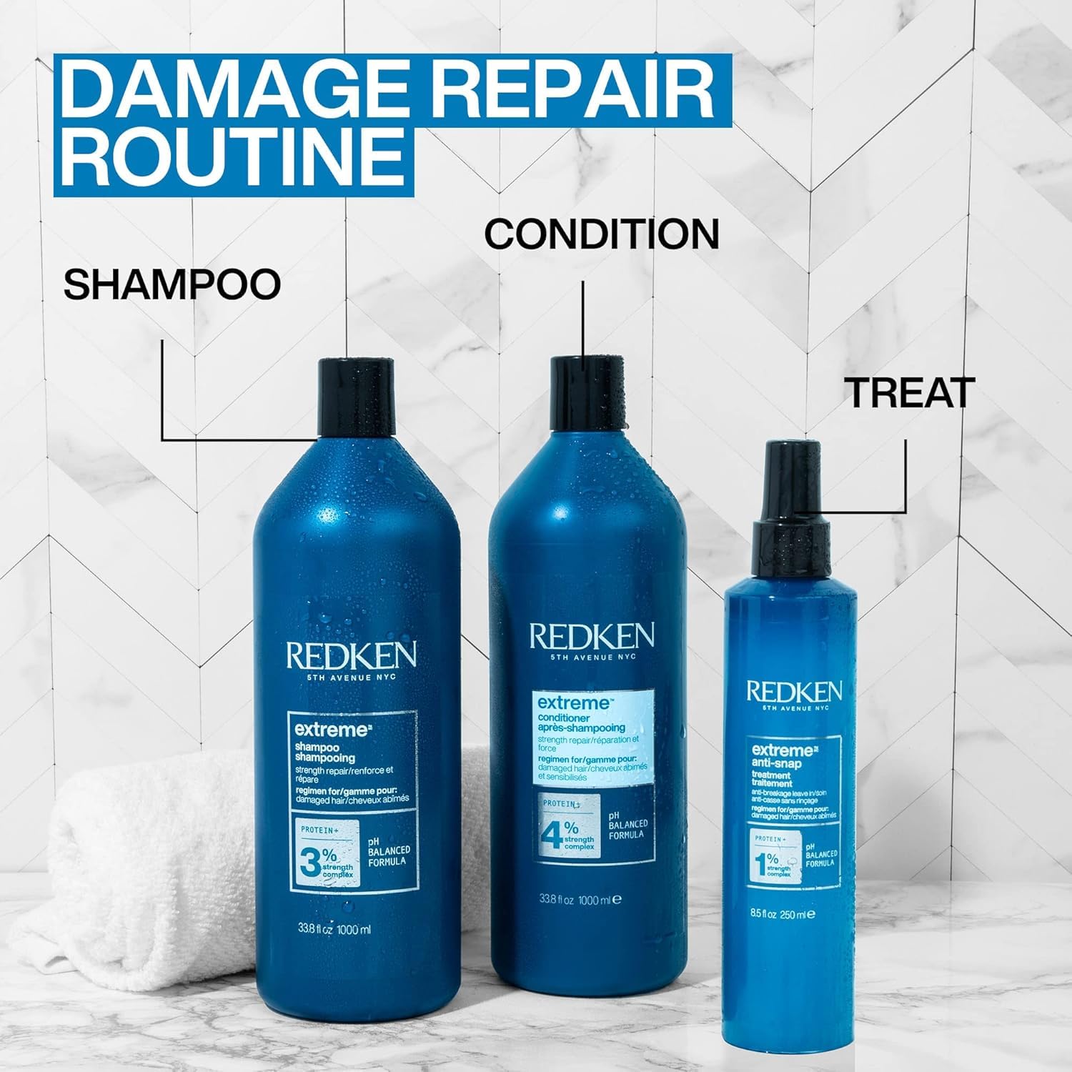 Redken resultado en puntas restauradas mostrando menor frizz y más brillo