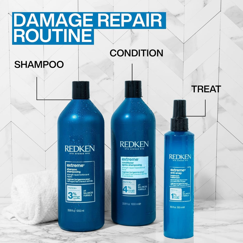 Redken resultado en puntas restauradas mostrando menor frizz y más brillo