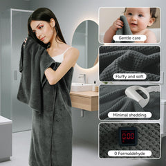 REDKISS toalla grande en uso tras ducha, absorción rápida y secado eficiente
