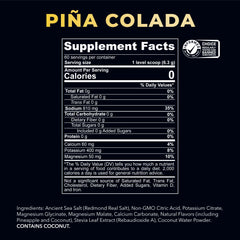 REDMOND bebida Re-Lyte Piña Colada en vaso con hielo, refresca y repone electrolitos