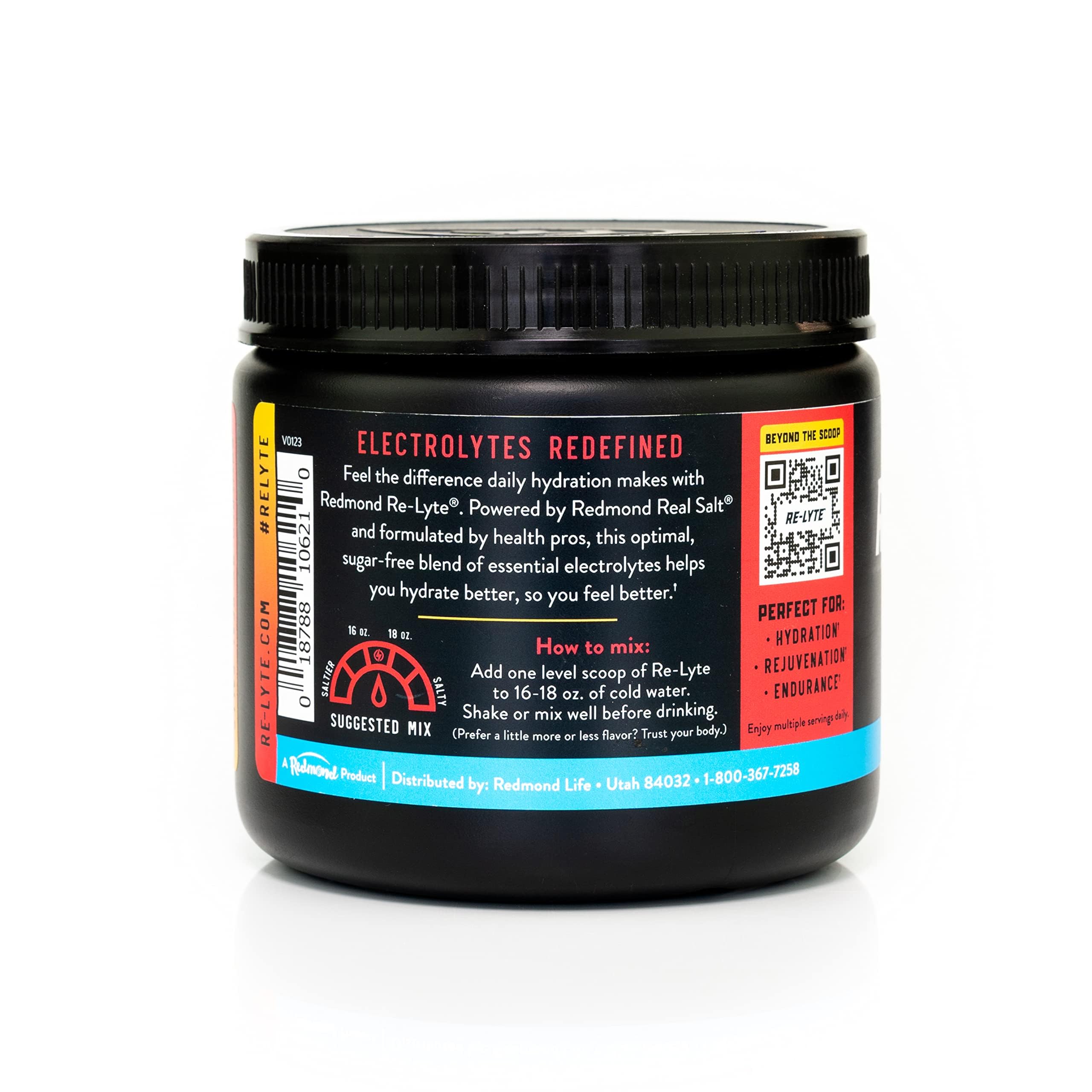 REDMOND open canister and scoop, showing powder texture and easy portioning benefit