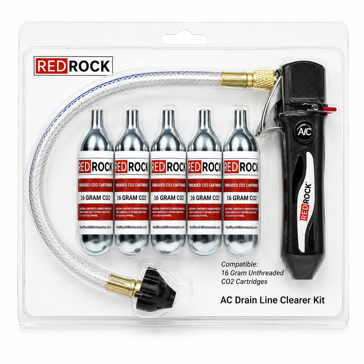 RedRock Gallo etiqueta 800 psi que indica potencia para despejar obstrucciones