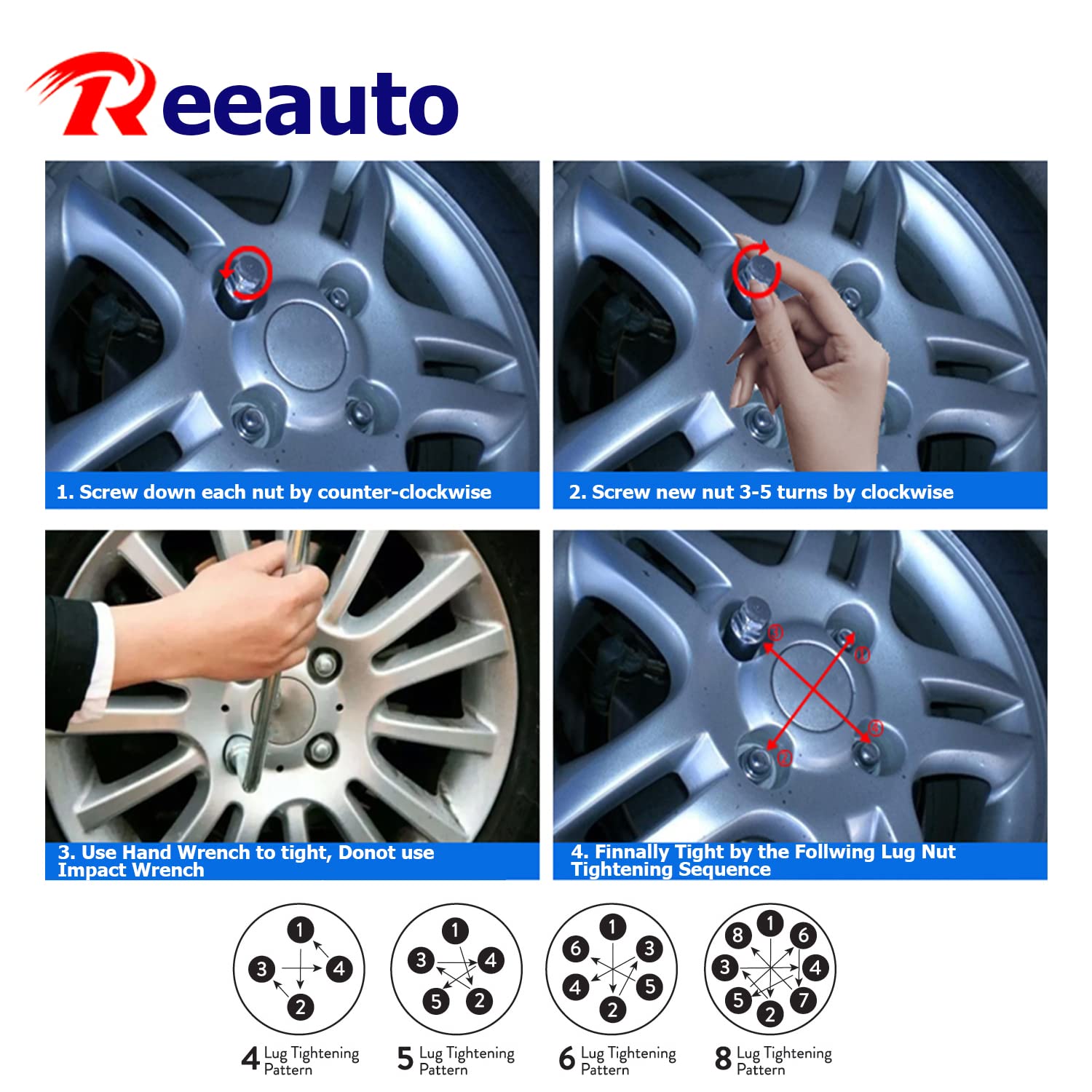 Reeauto embalaje con especificaciones y números de repuesto visibles
