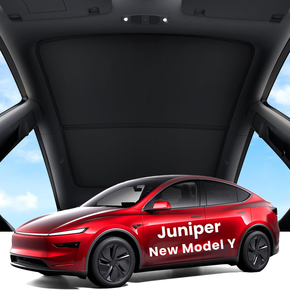 REEVAA front view of Model Y Juniper sunshade showing seamless fit benefit