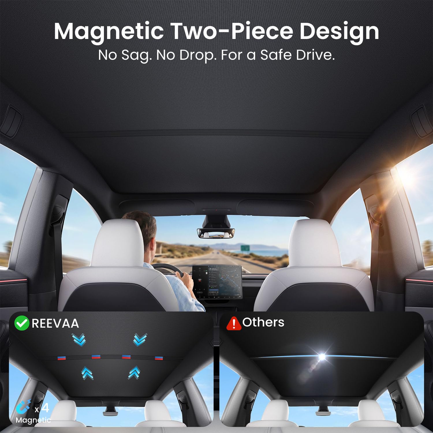 REEVAA folded sunshade stored in trunk demonstrating compact convenience