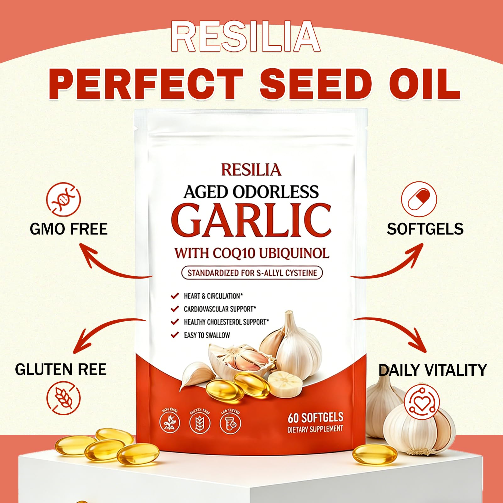 Refirm Resilia close-up of softgel texture and smooth finish for easy swallowing