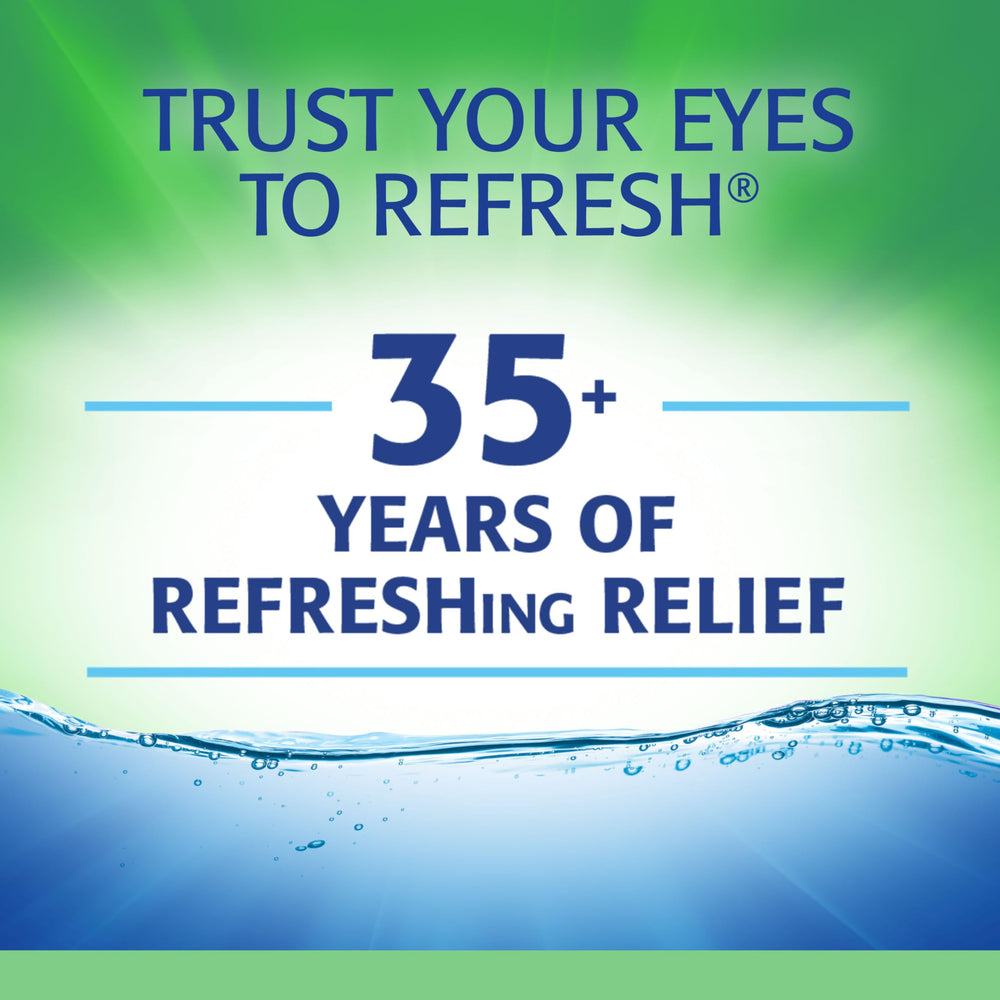 Refresh plus gota en mano muestra textura y rápida hidratación ocular