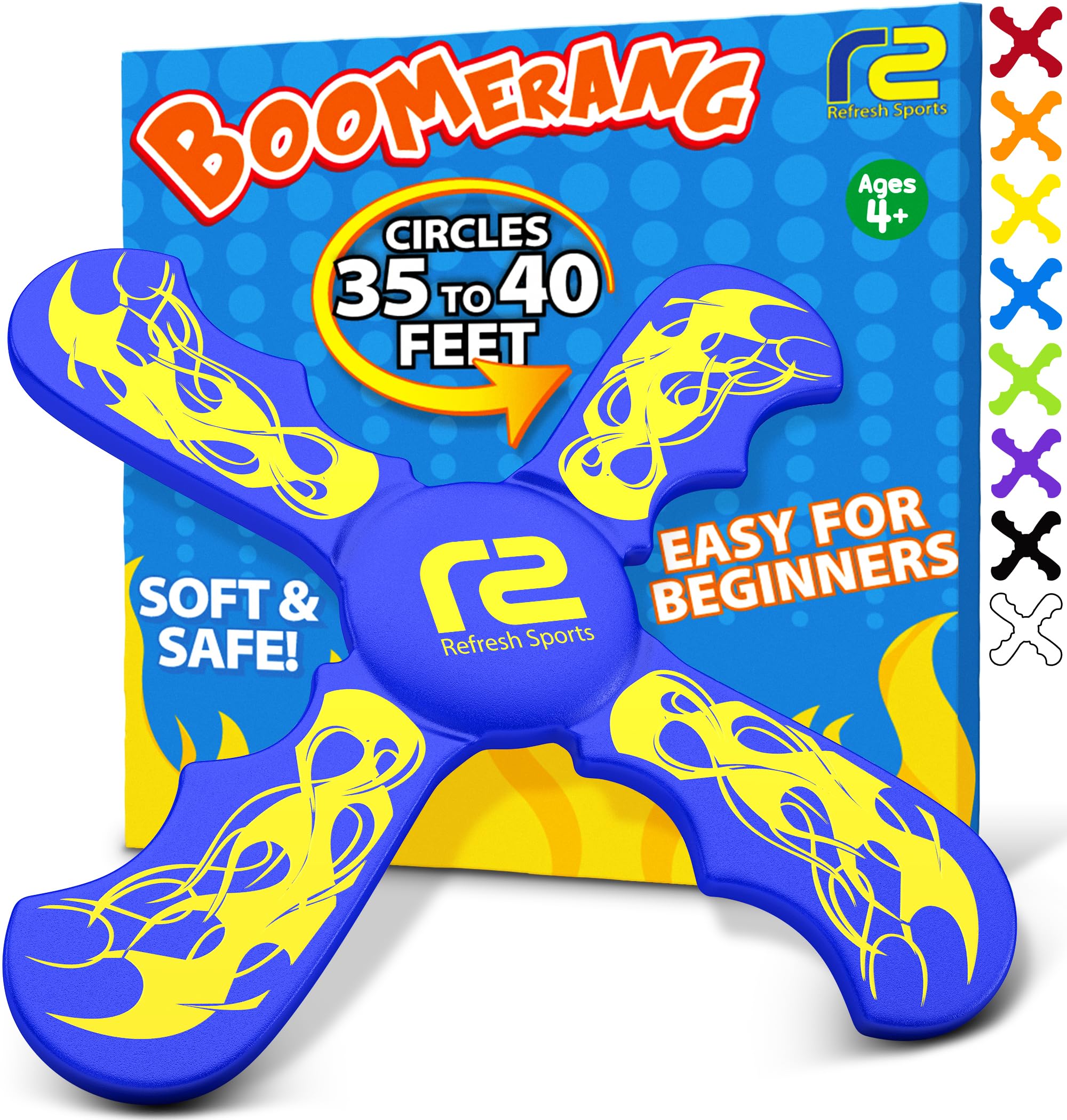 Refresh Sports boomerang frontal mostrando diseño seguro y ligero