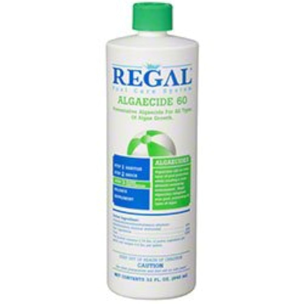 Regal Algaecide 60 frontal del envase mostrando concentración y beneficio preventivo