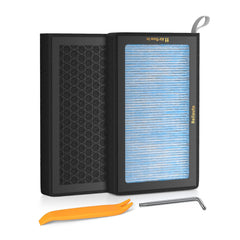 Reilauto filtro cabina frontal y empaque mostrando compatibilidad con Tesla
